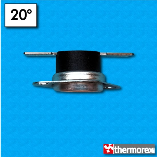 Thermostat TK24 at 20°C - Normally closed contacts - Horizontal terminals - With round clip