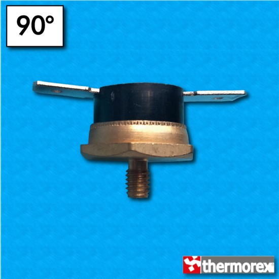 Termostato TK24 a 90°C - Contactos normalmente cerrados - Terminales horizontal - Fijación con tornillo M4 - Reset a 80°C