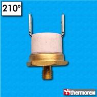 Termostato TK24 a 210°C - Contatti normalmente chiusi - Terminali verticali - Fissaggio a vite M5 - Corpo ceramico