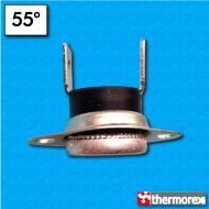 Thermostat TK24 55°C - Contacts normalement fermés - Terminaux vertical - Avec bride mobile - Corps haut