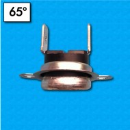 Thermostat KS 65°C - Contacts normalement fermés - Terminaux vertical - Avec bride mobile - Courant nominal 7,5A