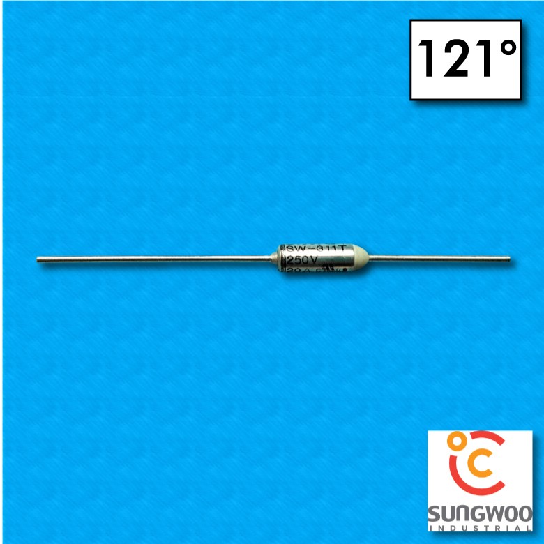 Thermalfuse SUNG WOO type SW3 - Temperature 121°C - Wires 35x26 mm - Nominal current 20A