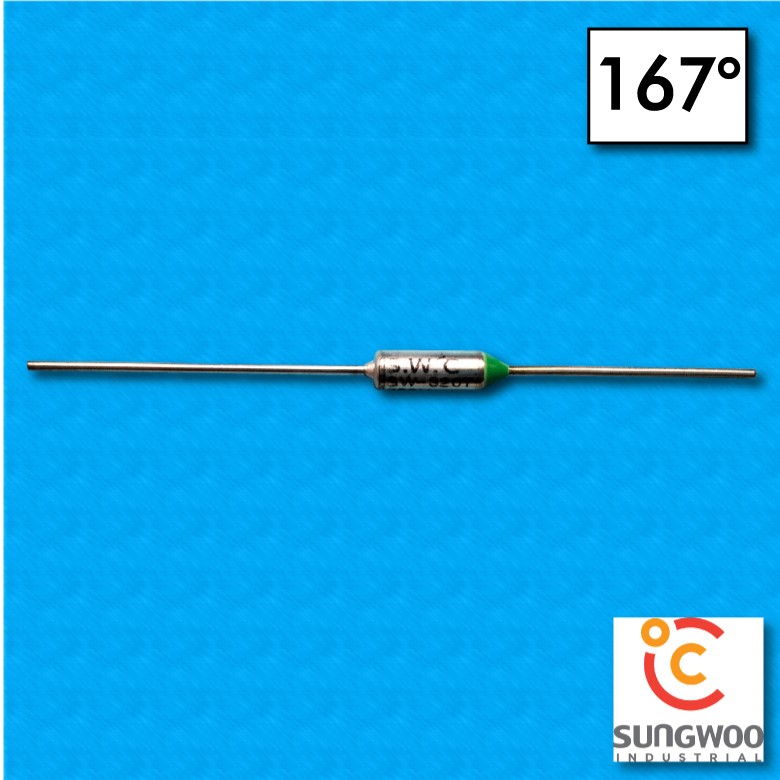 Thermalfuse SUNG WOO type SW3 - Temperature 167°C - Wires 35x26 mm - Nominal current 20A
