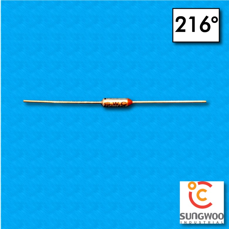 Thermalfuse SUNG WOO type SW1 - Temperature 216°C - Wires 35x35mm - Rated current 10/15A