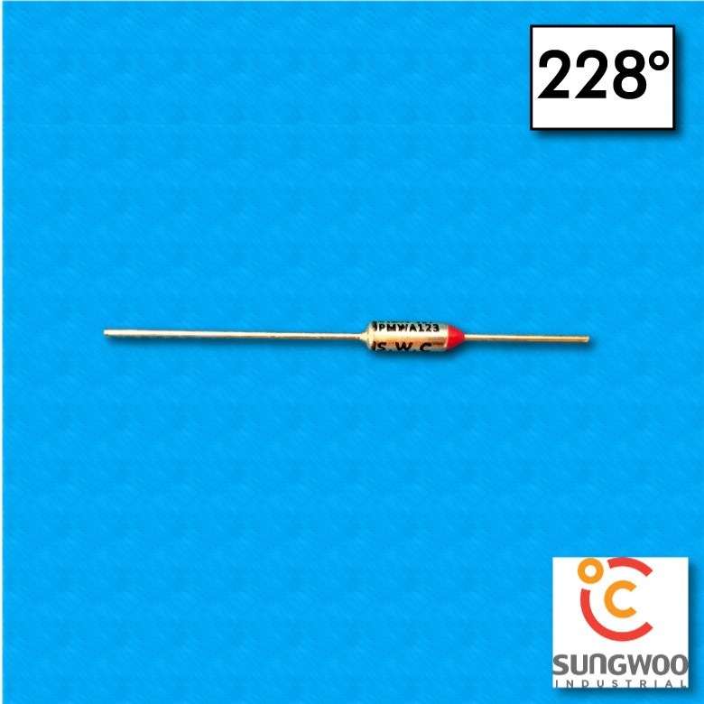 Thermalfuse SUNG WOO type SW1 - Temperature 228°C - Wires 35x18 mm - Nominal current 10/15A