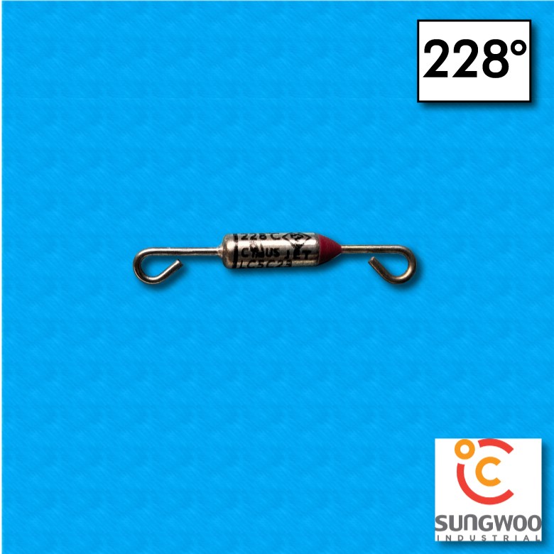 Termofusibile SUNG WOO tipo SW1 - Temperatura 228°C - Cabos doblados como en la figura - Corriente nominal 10/15A