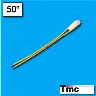 Thermal protector C1B - Temperature 50°C - Radox cables 100/100 mm - Rated current 2,5A - Reset not less that 40°C