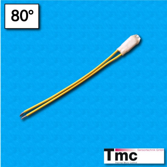 Thermal protector C1B - Temperature 80°C - Radox cables 100/100 mm - Rated current 2,5A