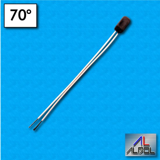 Thermal protector AM01 - Temperature 70°C - Cables 100/100 mm - Rated current 2,5A