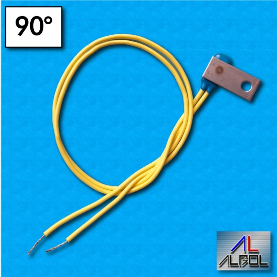 Protector termico AM04 - Temperatura 90°C - Cables 300/300 mm - Corriente nominal 2,5A - Clip de un agujero