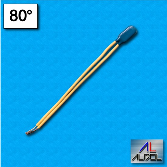 Thermal protector AM03 - Temperature 80°C - Cables 100/100 mm - Rated current 2,5A