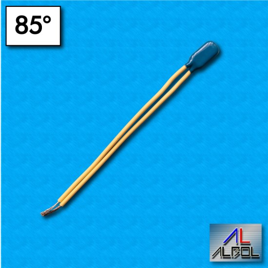 Thermal protector AM03 - Temperature 85°C - Cables 100/100 mm - Rated current 2,5A