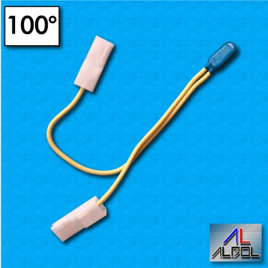 Thermal protector AM03 - Temperature 100°C - Cables 150/100 mm with D2 terminals - Rated current 2,5A