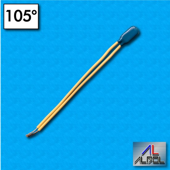Thermal protector AM03 - Temperature 105°C - Cables 100/100 mm - Rated current 2,5A