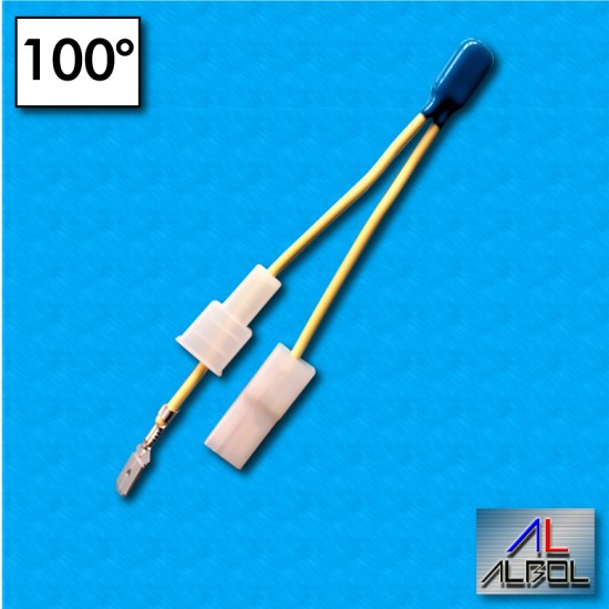 Protecteur thermal AM03S - Temperature 100°C - Cables 90/70 mm avec terminaux D2 - Courant nominal 2,5A
