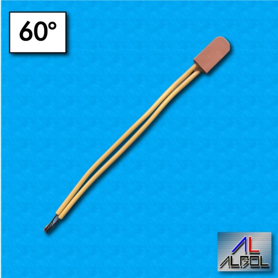 Thermal protector AM07 - Temperature 60°C - Cables 100/100 mm - Rated current 2,5A