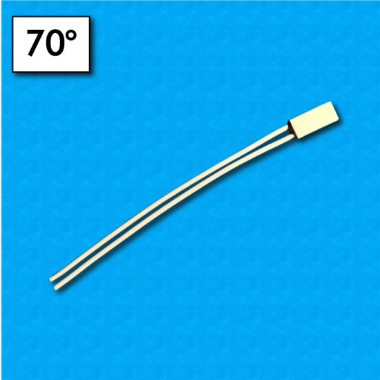 Thermal protector TB02 - Temperature 70°C - Cables 100/100 mm - Rated current 5A