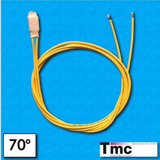 Protector termico C1B - Temperatura 70°C - Cables Radox 2000/2000 mm - Corriente nominal 2,5A