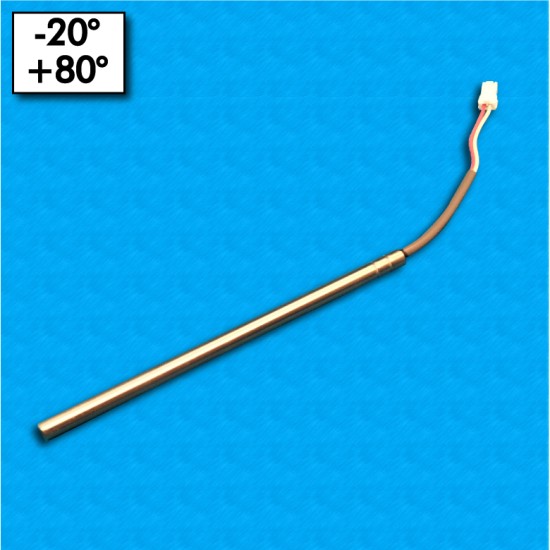 NTC probe ST-KWCT-41-80 - Range -20°/+80°C - PVC cables 45/45mm - Beta 3970 - Stainless steel sensor and Molex connectors