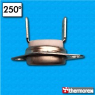 Thermostat TK24-HT at 250°C - Normally closed contacts - Vertical terminals - With round clip - Ceramic body