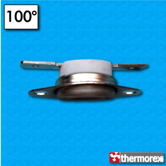 Thermostat TK24 100°C - Contacts normalement fermés - Corps en ceramique - Terminaux horizontaux - Avec bride mobile