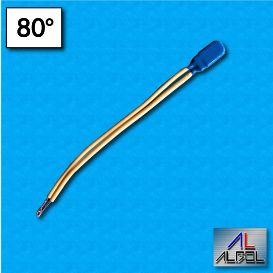 Protector termico AM13 - Temperatura 80°C - Normalmente abierto - Cables 100/100 mm - Corriente nominal 2,5A