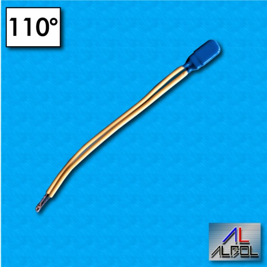 Thermal protector AM13 - Temperature 110°C - Normally open - Cables 100/100 mm - Rated current 2,5A