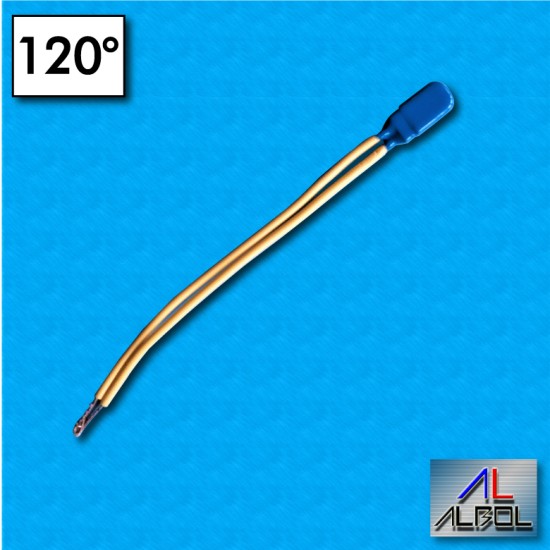 Thermal protector AM13 - Temperature 120°C - Normally open - Cables 100/100 mm - Rated current 2,5A