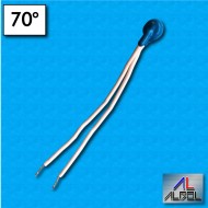 Thermal protector AC13 - Temperature 70°C - Normally open - Cables 100/100 mm - Rated current 6,3A