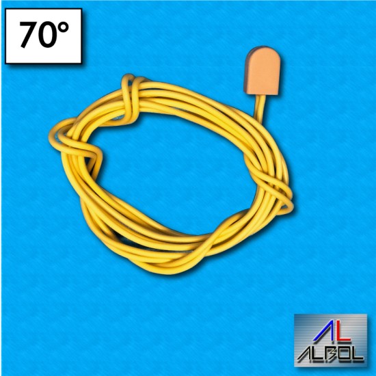 Protecteur thermique AC17 - Temperature 70°C - Contacts normalement ouverts - Cables 1000/1000 mm - Courant nominal 6,3A