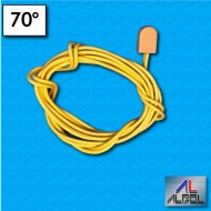 Protector termico AC17 - Temperatura 70°C - Contactos normalmente abiertos - Cables 1000/1000 mm - Corriente nominal 6,3A