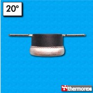 Thermostat TK24 at 20°C - Normally closed contacts - Horizontal terminals - No Round clip