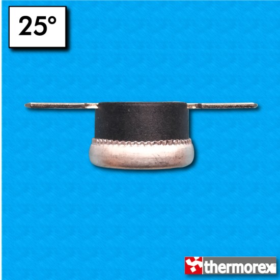 Termostato TK24 a 25°C - Contactos normalmente cerrados - Terminales horizontales - Sin brida de fijación