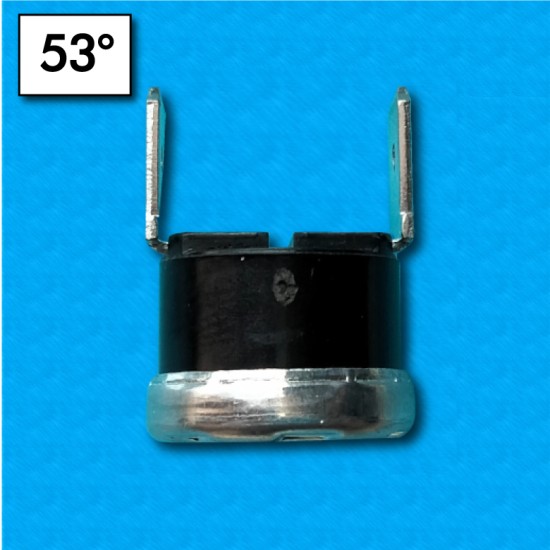 Termostato KS 53°C - Contactos normalmente cerrados - Terminales vertical - Sin brida de fijación - Corriente nominal 7,5A