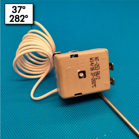 Bulb thermostat - 37°/282°C - Automatic reset - 1 Pole (SPDT) - Bulb dimension 3x163mm - Nominal current 16A