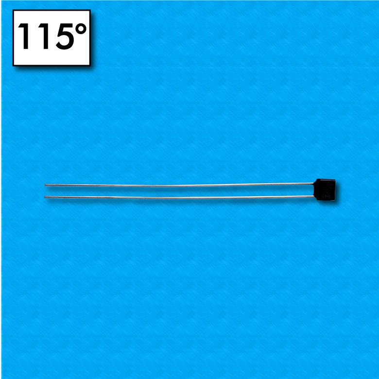 Radial thermalfuse - Temperature 115°C - Wires 60+60 mm - Rated current 1A