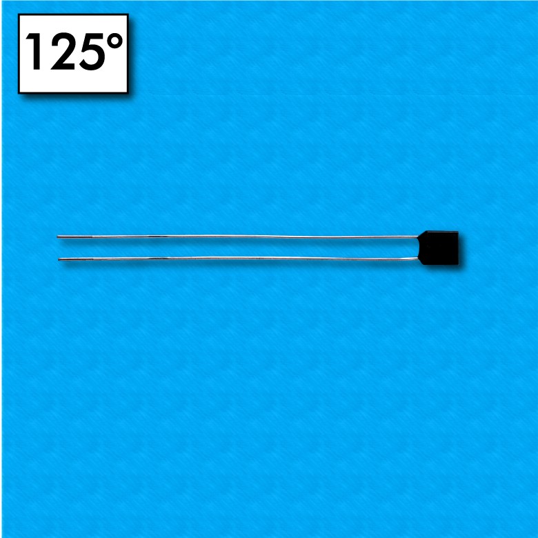 Radial thermalfuse - Temperature 125°C - Wires 60+60 mm - Rated current 2A