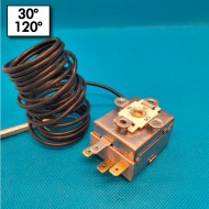 Thermostat a bulbè - 30°/120°C - Reset automatique - 1 Pole - Mesures de bulbè 6x70 mm - Courant nominal 15A