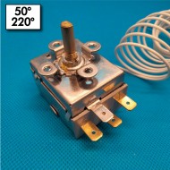 Thermostat a bulbè - 50°/220°C - Reset automatique - 1 Pole - Mesures de bulbè 6x59 mm - Courant nominal 15A