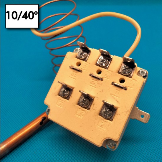 Bulb thermostat - 10°/40°C - Automatic reset - 3 Poles - Bulb dimensions 8x130 mm - Nominal current 20A