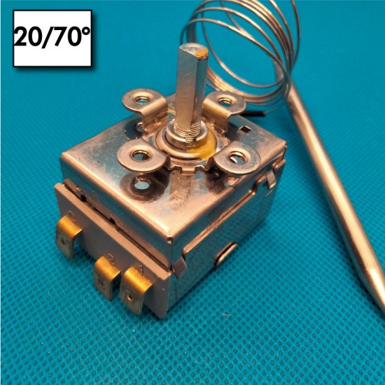 Thermostat a bulbè - 20°/70°C - Reset automatique - 1 Pole - Mesures de bulbè 6x108 mm - Courant nominal 15A
