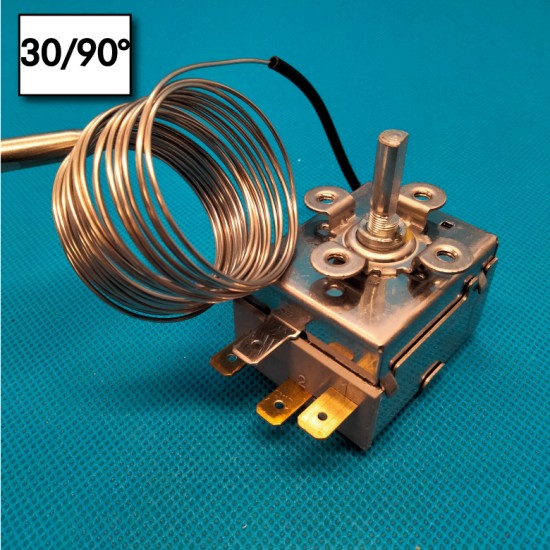 Thermostat a bulbè - 30°/90°C - Reset automatique - 1 Pole - Mesures de bulbè 6x75 mm - Courant nominal 15A