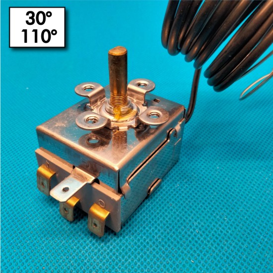 Bulb thermostat - 30°/110°C - Automatic reset - 1 Pole (SPDT) - Bulb dimension 6x75mm - Nominal current 15A