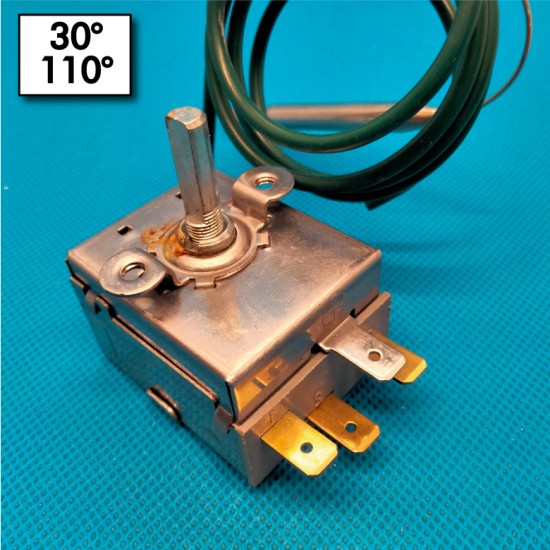 Termostato de bulbo - 30°/110°C - Rearme automatico - 1 Polo (SPDT) - Diametro bulbo 6x78mm - Corriente nominal 15A