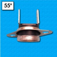 Thermostat KSD at 55°C - Normally closed contacts - Vertical terminals - With round clip - Rated current 16A
