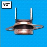 Thermostat KSD at 90°C - Normally closed contacts - Vertical terminals - With round clip - Rated current 16A