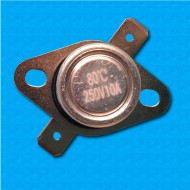 Thermostat KSD at 80°C - NC contacts - Horizontal terminals - With round clip - Rated current 16A - Reset at 70°C