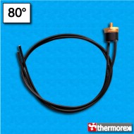 Thermostat TK24 at 80°C - Normally closed contacts - With M4 screw - Cables lenght 500/500 mm