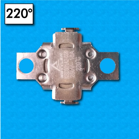 Thermostat KSD301-A2 at 220°C - Normally closed contacts - Reset at 200°C - Rated current 16A