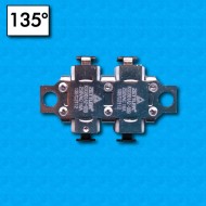 Thermostat KSD301A2 at 135°C - Normally closed contacts - Double thermostats - Rated current 16A